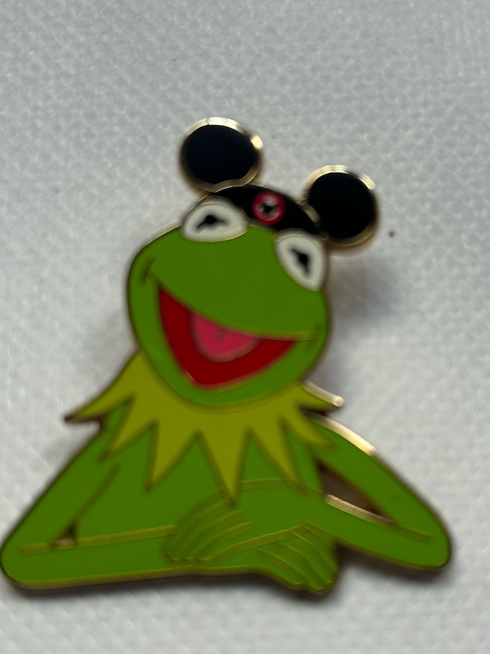 Disney Kermit the Frog Green Enamel Pin with Black Ears